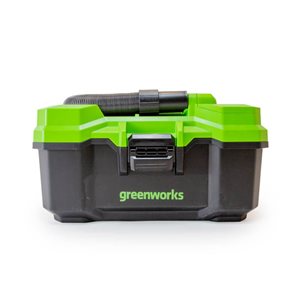 Aspirateur d'atelier Greenworks portatif sans fil sec/humide de 24 V, 11,36 L (3 gal) (outil seulement)