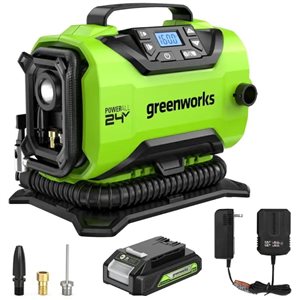 Greenworks 24V Lithium Ion Portable Air Compressor with 2 AH Battery