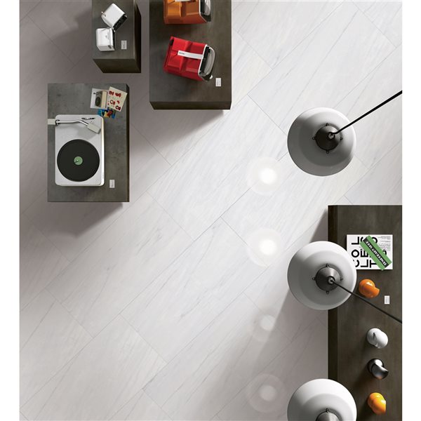 Mono Serra Harmony Polished White 12-in x 24-in Porcelain Tile - 8-Pack