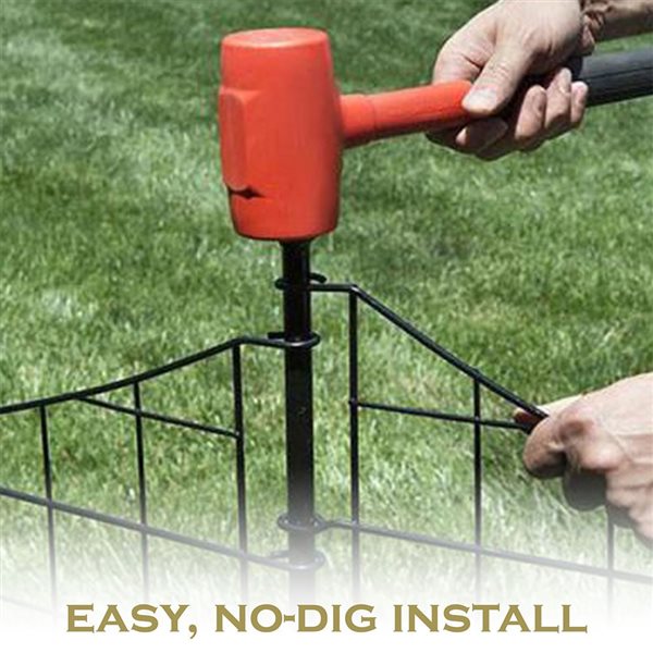 Zippity Outdoor Products 39-In x 36-In Black Metal No-Dig Garden Fence Panel