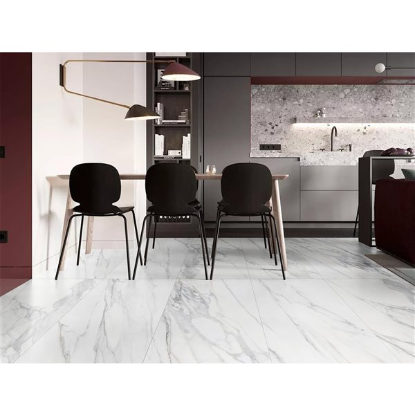 Mono Serra Calacatta Matte White 24-in x 48-in Porcelain Tile - 2-Pack