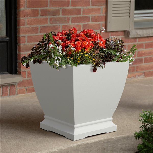 Acadia Outdoor Square Planter White 20-in x 20-in
