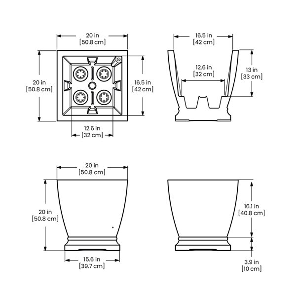 Acadia Outdoor Square Planter White 20-in x 20-in