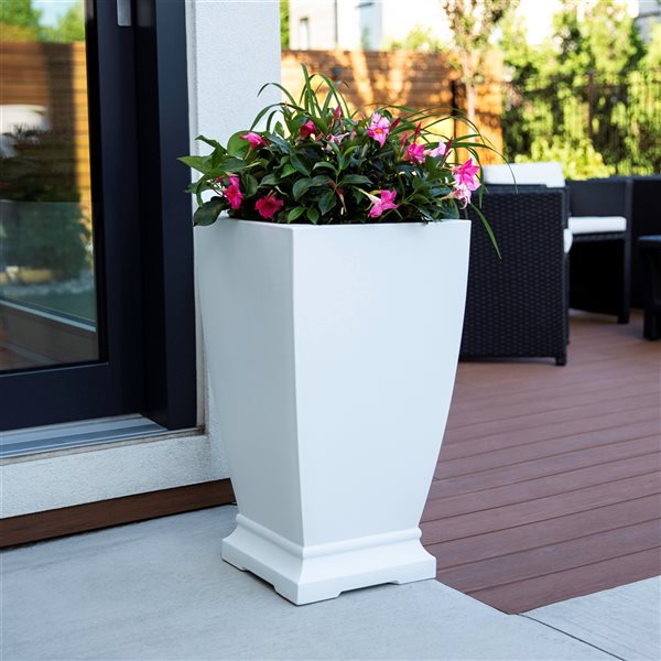 Acadia Outdoor Square Tall Planter White 28-in