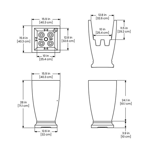 Acadia Outdoor Square Tall Planter White 28-in