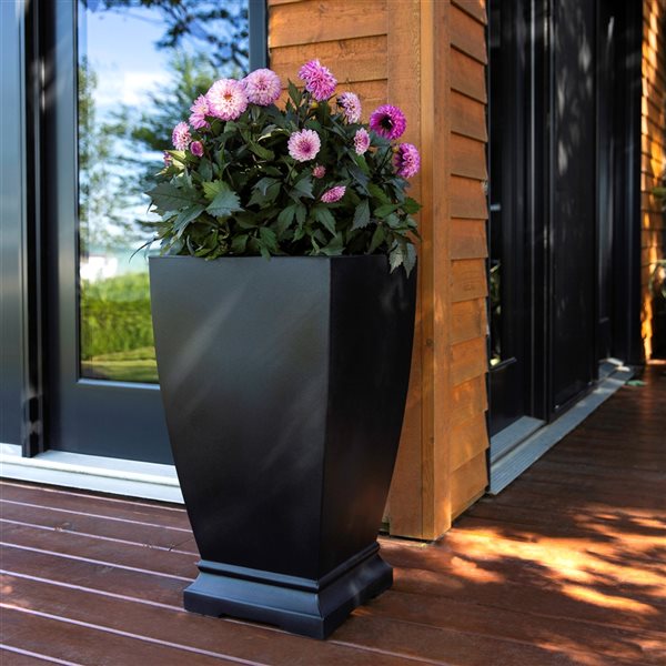 Acadia Outdoor Square Tall Planter Black 28-in