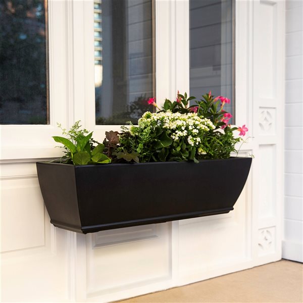 Mayne Acadia Outdoor Window Box Rectangular Black 3-ft