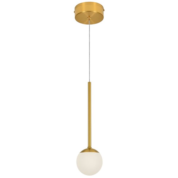 VONN Lighting Capri 5in Integrated LED ETL Certified Pendant with Glass Shade in Antique Brass