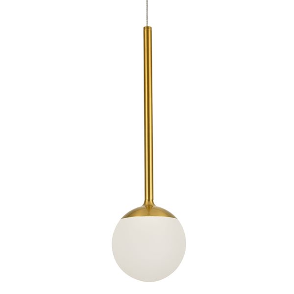 VONN Lighting Capri 5in Integrated LED ETL Certified Pendant with Glass Shade in Antique Brass