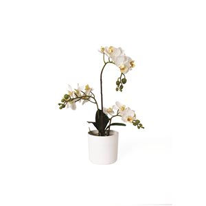 Orchidée blanche artificielle Naturae Decor de 17 po en pot blanc
