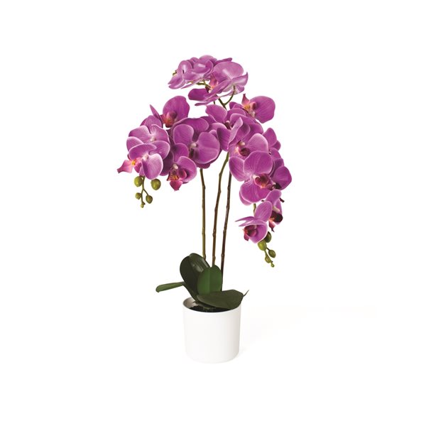 Orchidée rose artificielle Naturae Decor de 21 po en pot blanc | RONA