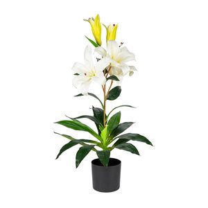 Naturae Decor 25-in Artificial White Lily in Black Pot