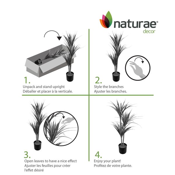 Dracaena artificiel Naturae Decor de 55 po en pot noir