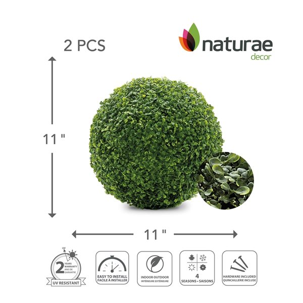 Naturae Decor 11-in Artificial Topiary Balls - 2-Piece