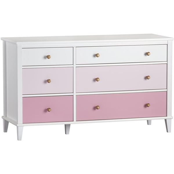 Little Seeds Monarch Hill Poppy White and Pink 6-Drawer Standard ...