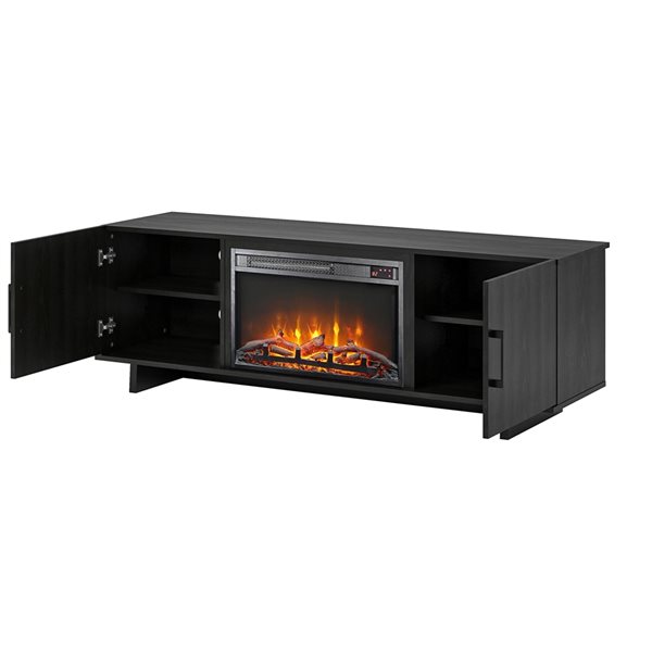 Ameriwood Home 60-in Black Oak Fan-forced Electric Fireplace for TV's up to 60-in