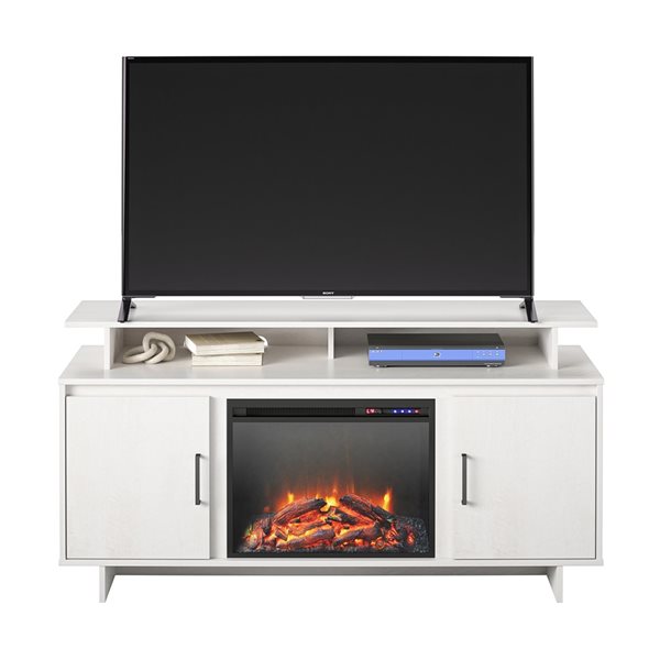 Ameriwood Home 59.61-in Ivory Oak Fan-forced Electric Fireplace for TV's up to 74-in