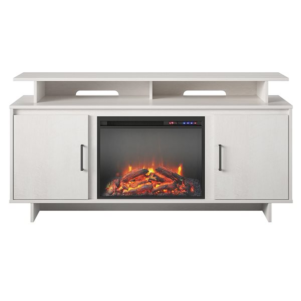 Ameriwood Home 59.61-in Ivory Oak Fan-forced Electric Fireplace for TV's up to 74-in