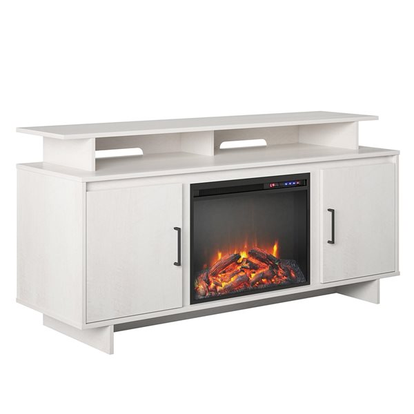 Ameriwood Home 59.61-in Ivory Oak Fan-forced Electric Fireplace for TV's up to 74-in