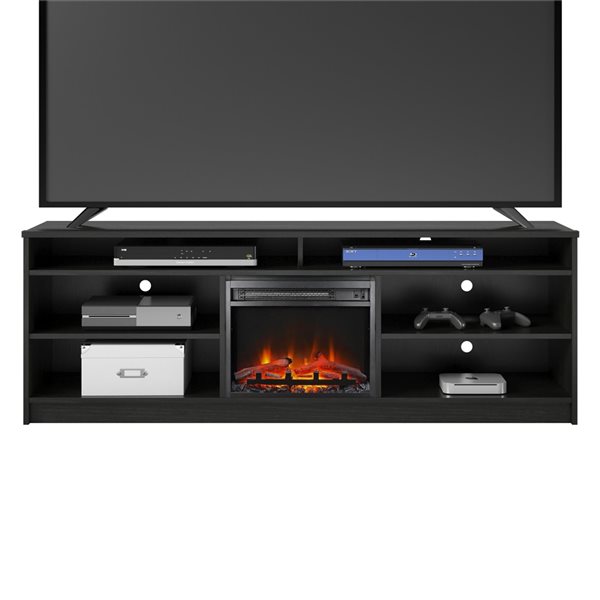 Ameriwood Home 67-in Black Oak Fan-forced Electric Fireplace for TV's up to 75-in