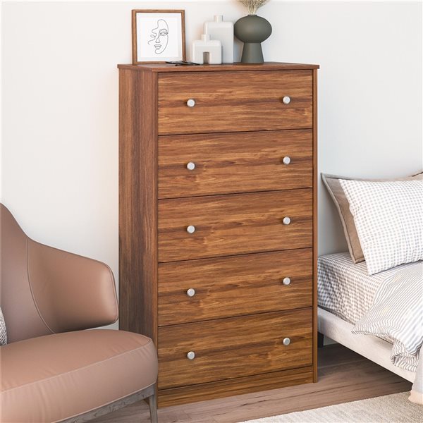 Ameriwood Home Ellwyn Brown Oak 5-Drawer Standard Dresser