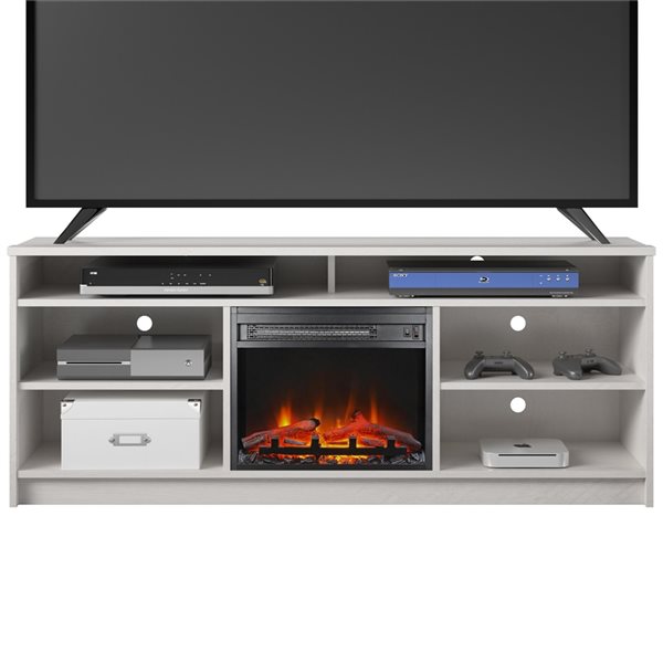 Ameriwood Home 58-in Ivory Oak Fan-forced Electric Fireplace for TV's up to 65-in