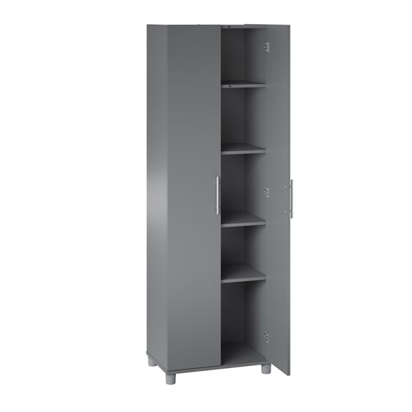 Armoire de rangement utilitaire autoportante en bois composite Camberly par Systembuild Evolution de 23,7 po, gris graphite