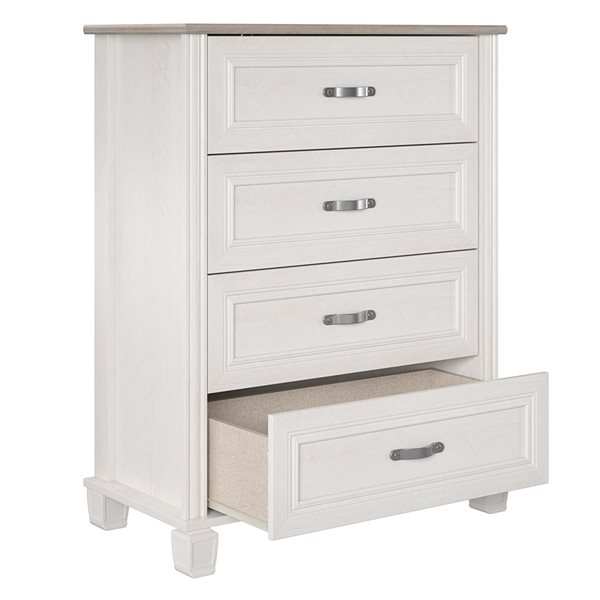 Ameriwood Home Rue Lane Ivory Oak/Grey Oak 4-Drawer Standard Dresser