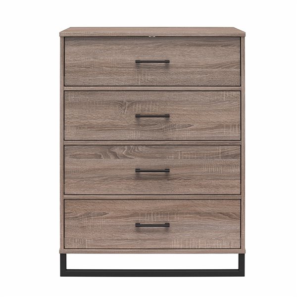 Ameriwood Home Lynnfield Distressed Grey Oak 4-Drawer Standard Dresser