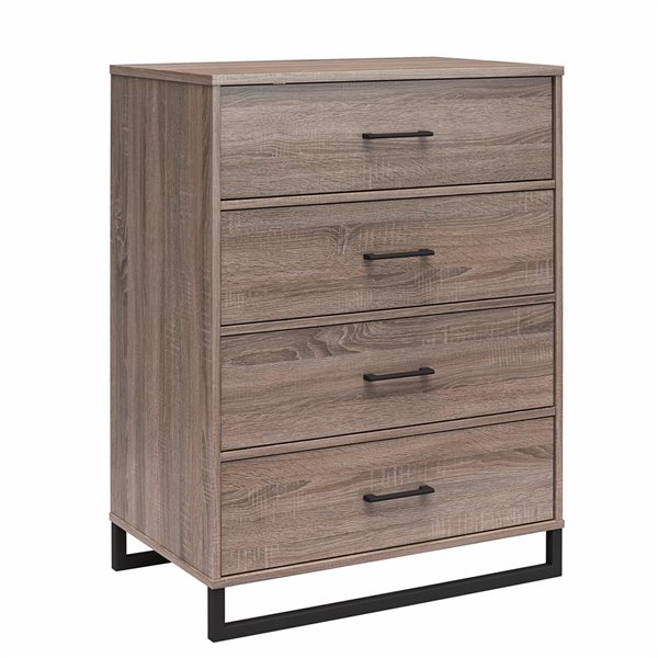 Ameriwood Home Lynnfield Distressed Grey Oak 4-Drawer Standard Dresser