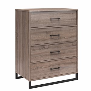 Ameriwood Home Lynnfield Distressed Grey Oak 4-Drawer Standard Dresser