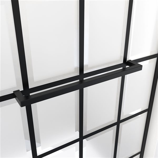 DreamLine French Linea 72-in x 34-in to 34-in Frameless Fixed Satin Black Shower Door with Frosted Glass