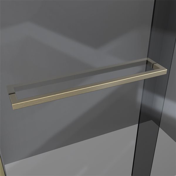 DreamLine Sapphire-V 76-in x 56-in to 60-in Semi-frameless Bypass/Sliding Brushed Gold Shower Door with Smoked Glass