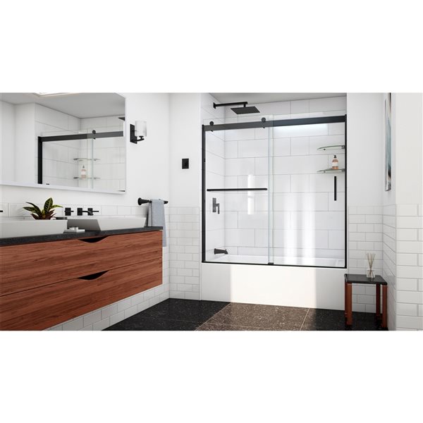 DreamLine Sapphire-V 62-in x 56 to 60-in Clear Bathtub/Shower