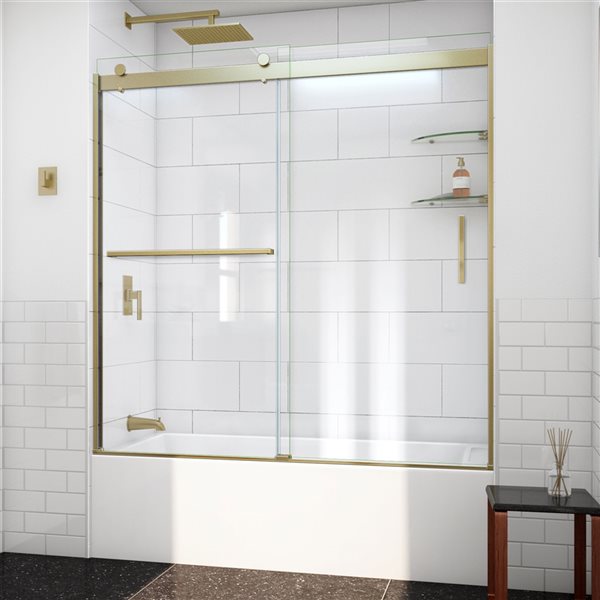 DreamLine Sapphire-V 62-in x 56 to 60-in Clear Bathtub/Shower Glass ...