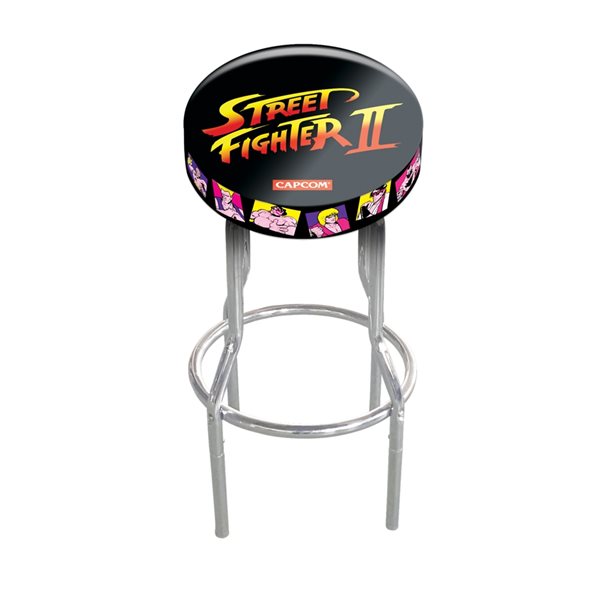 Arcade1UP Street Fighter Adjustable Height Upholstered Bar Stool in ...