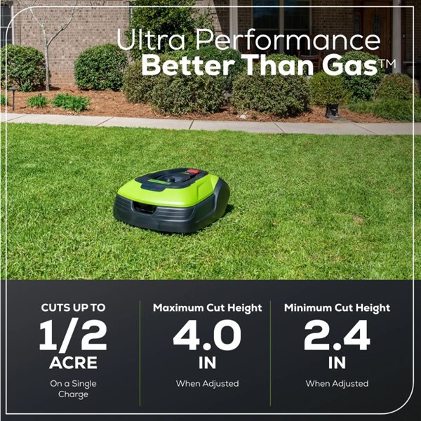 Greenworks  24 V 8.7-in Robotic Lawn Mower (1/4 Acre to 1/2 Acre)