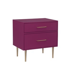 Linon Home Decor Gingrich Nightstand 2-Drawer Raspberry 25.75-in