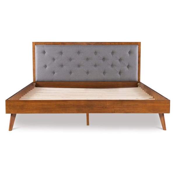 Linon Home Decor Banbury Upholstered King Platform Bed, Gray