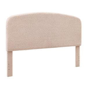 Linon Home Decor Foxhall Rounded Headboard Sherpa Upholstered Natural King