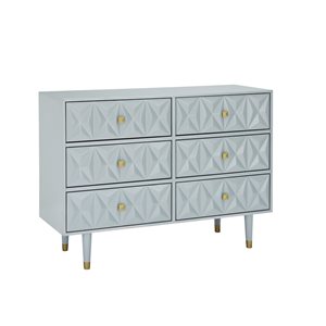 Linon Home Decor Gwynns Textured 6-Drawer Dresser Gray 36-in x 48-in