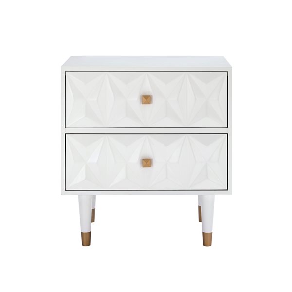 textured white nightstand