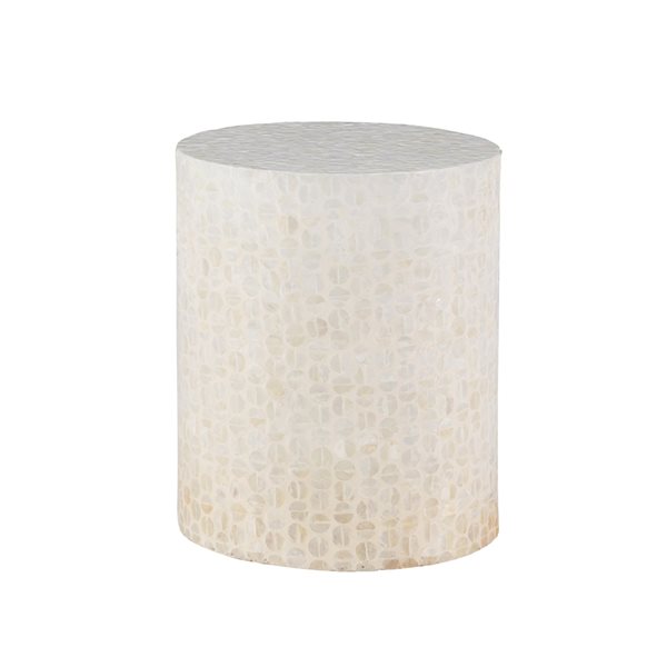 LINON HOME DÉCOR Linon Home Decor Kinchley Capiz Drum Table White 18.11 ...