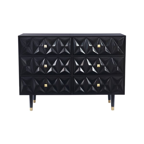 Linon Home Decor Gwynns Textured 6-Drawer Dresser Black 36-in x 48-in