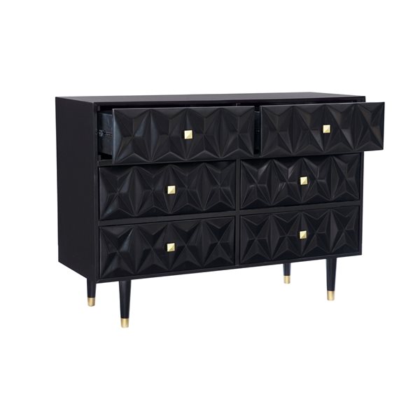 Linon Home Decor Gwynns Textured 6-Drawer Dresser Black 36-in x 48-in