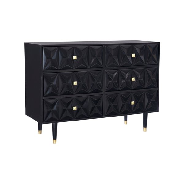 Linon Home Decor Gwynns Textured 6-Drawer Dresser Black 36-in x 48-in