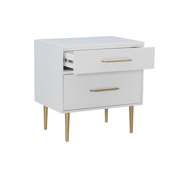 Linon Home Decor Gingrich Nightstand 2-Drawer White 25.75-in