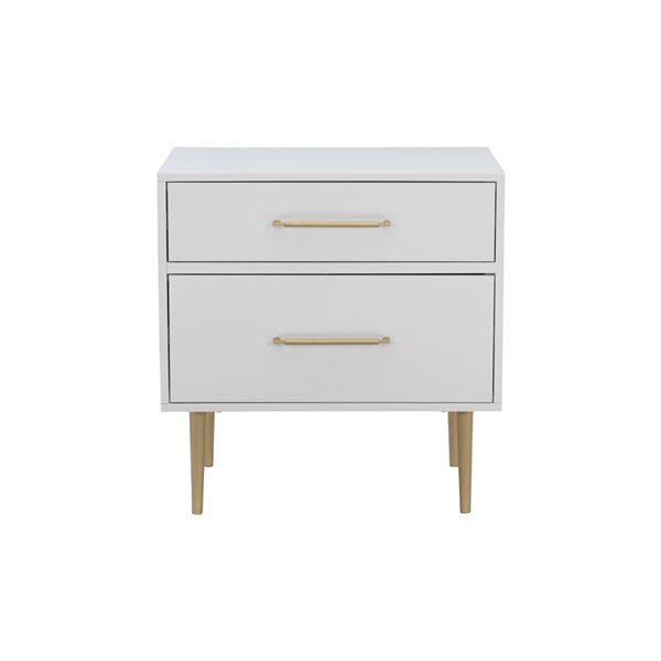 Linon Home Decor Gingrich Nightstand 2-Drawer White 25.75-in