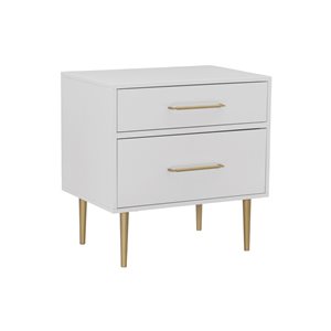 Linon Home Decor Gingrich Nightstand 2-Drawer White 25.75-in