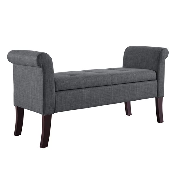 Linon Home Decor Ridgeway Storage Bench Charcoal 26-in x 52.5-in